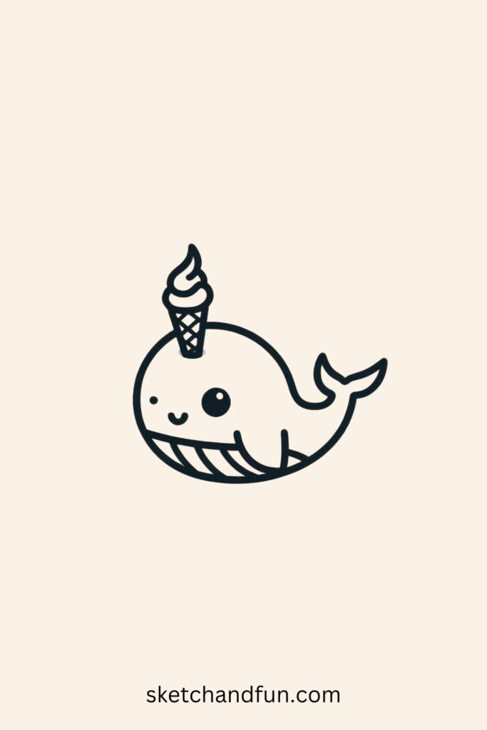 Whale Drawing, Whale with an Ice Cream Cone