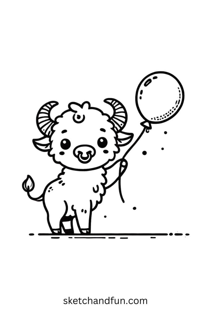 Buffalo Holding a Balloon 