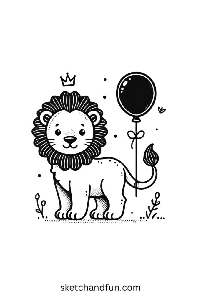 Lion Holding a Balloon 