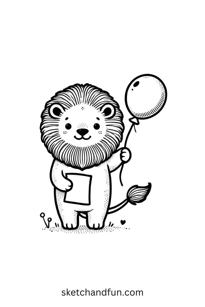 Lion Holding a Balloon 