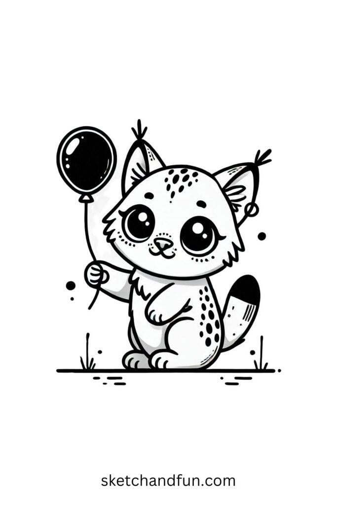 Lynx Holding a Balloon for a Party
