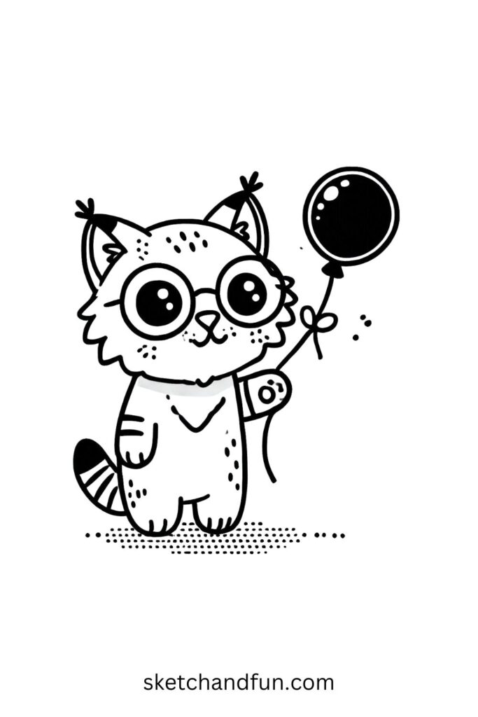 Lynx Holding a Balloon for a Party