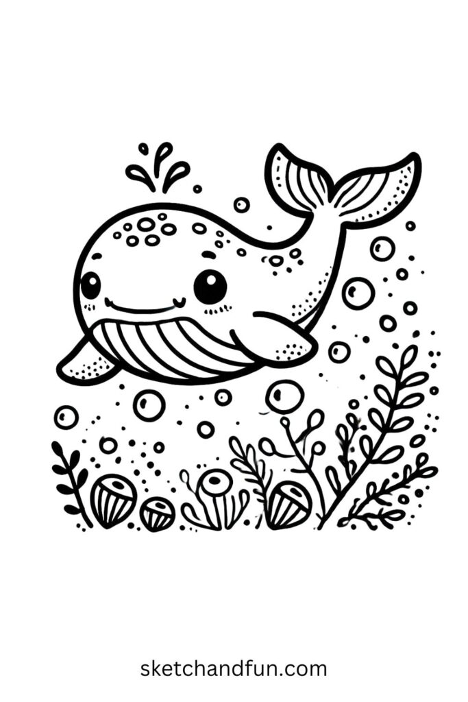 Whale with Barnacles Drawing Easy
