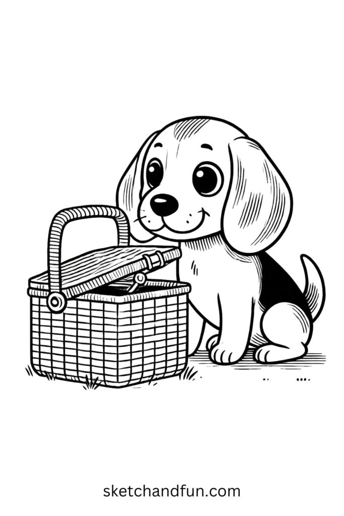 Beagle and a Picnic Basket 