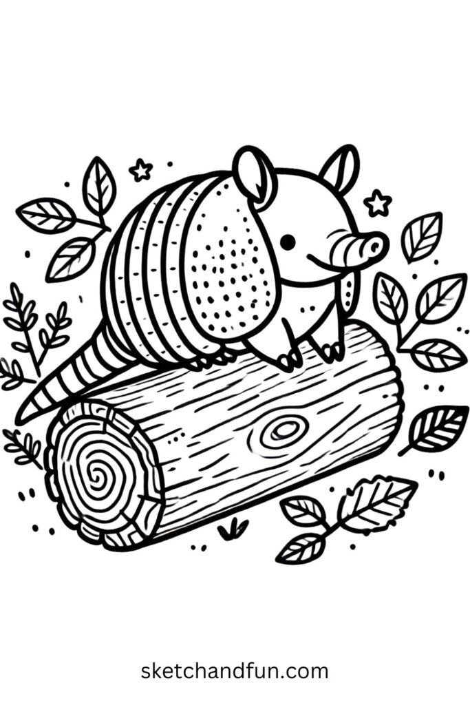 Armadillo on a Log