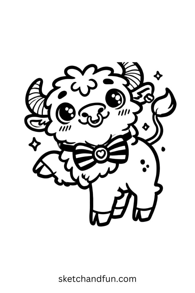 Cartoon Bison with a Bowtie 