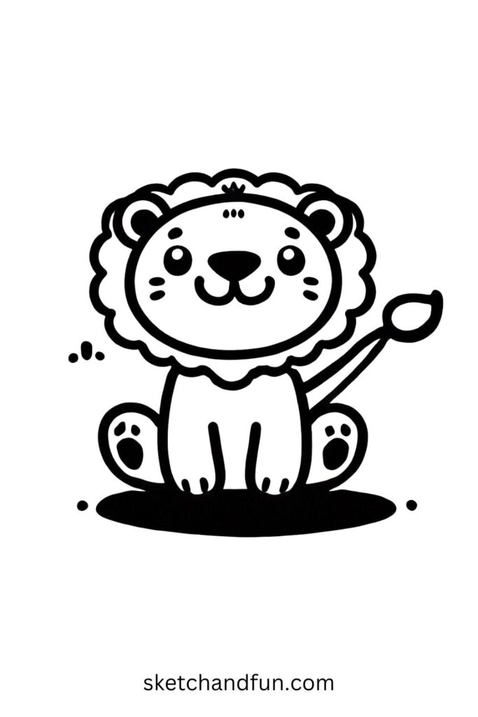 Cartoon Lion with a Big Smile