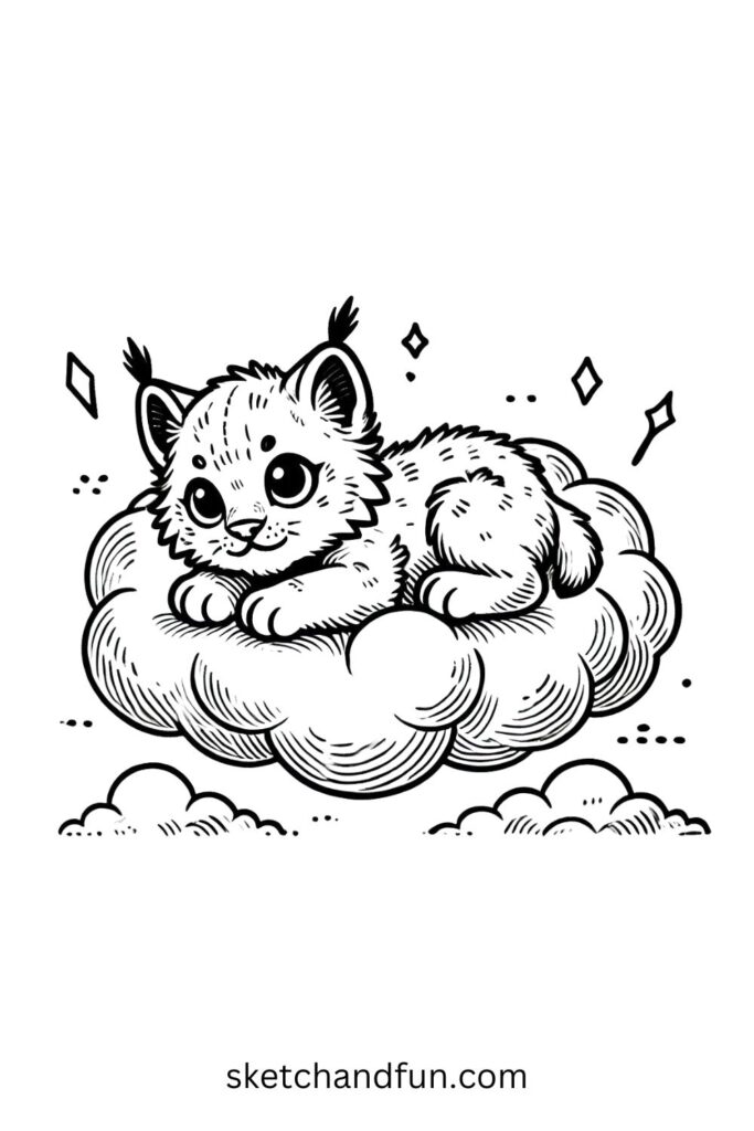 Baby Lynx on a Cloud Dreaming