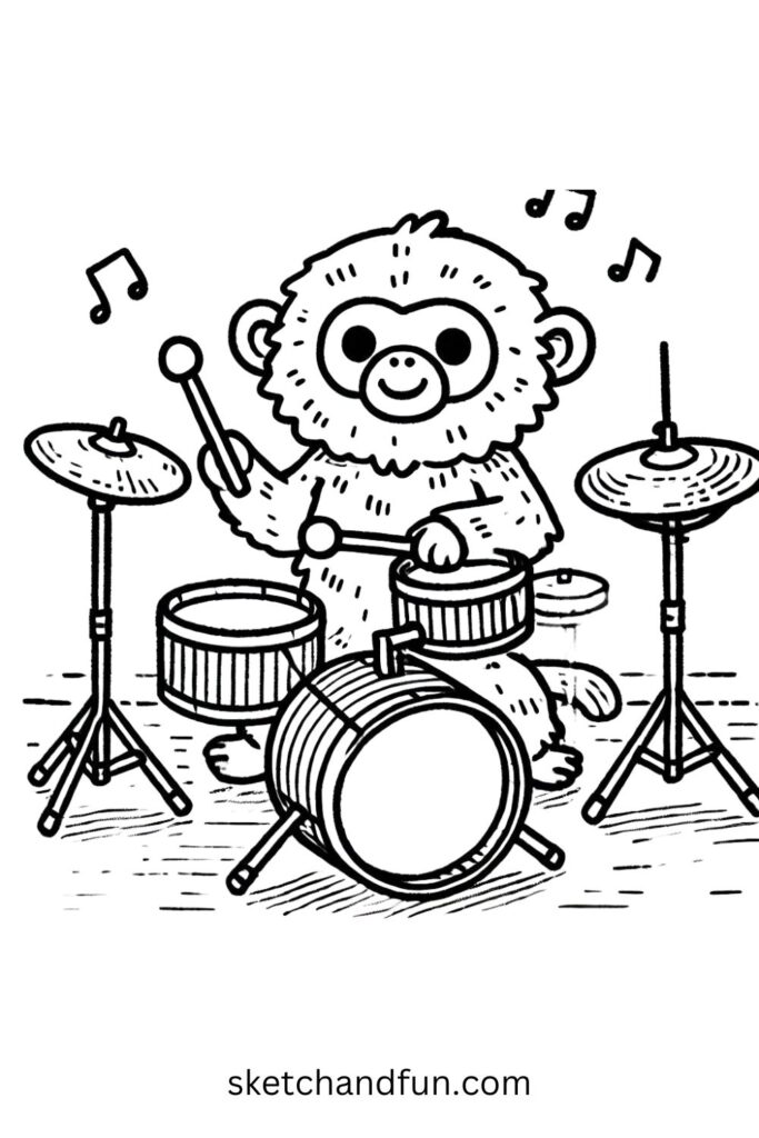 Baboon Playing Drums 