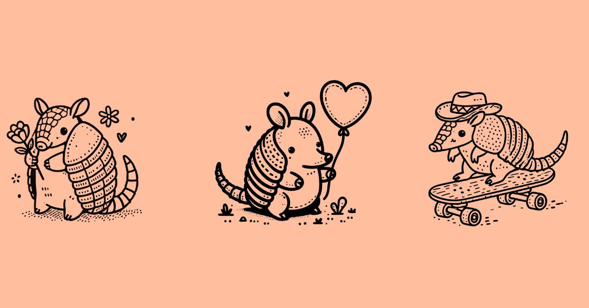 easy cute armadillo drawing ideas
