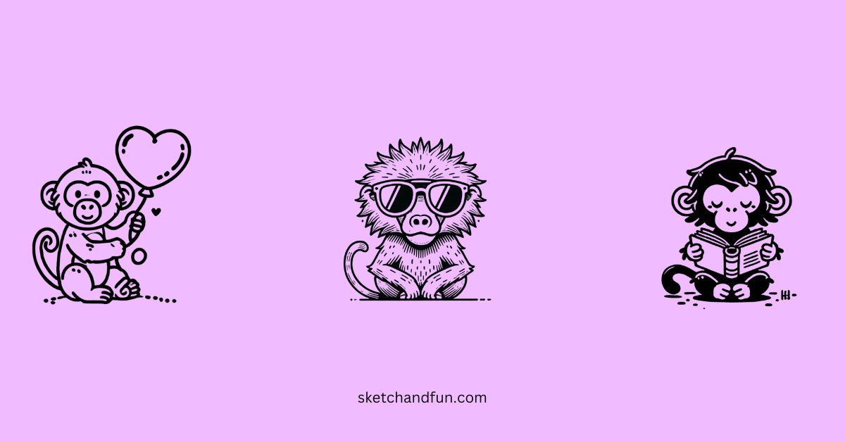 easy cute baboon drawing ideas