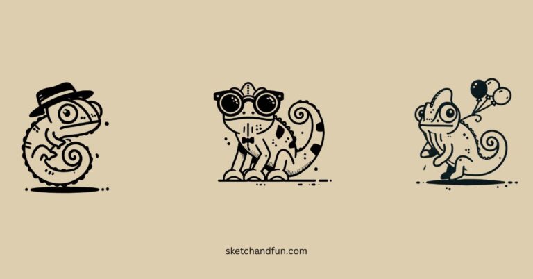easy cute chameleon drawing ideas