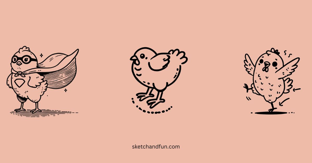 easy cute chicken drawing ideas