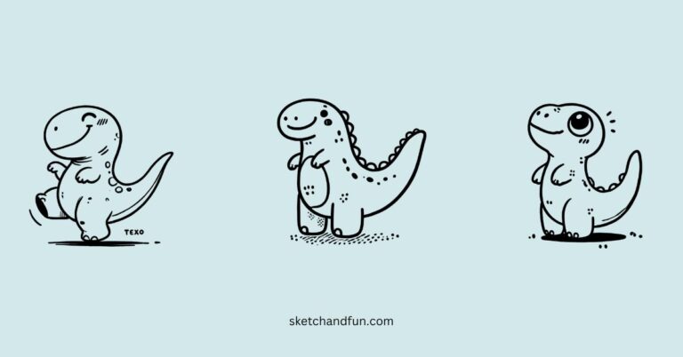 easy cute dinosaur drawing ideas