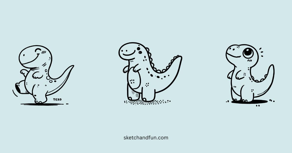 easy cute dinosaur drawing ideas