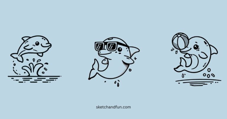 easy cute dolphin drawing ideas