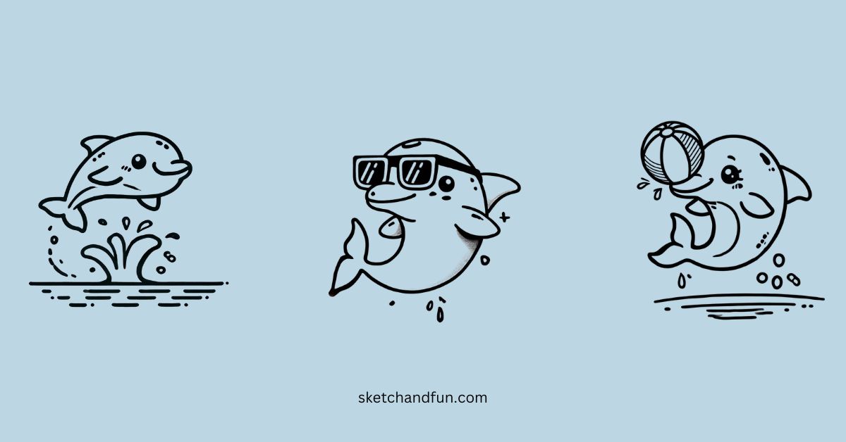 easy cute dolphin drawing ideas