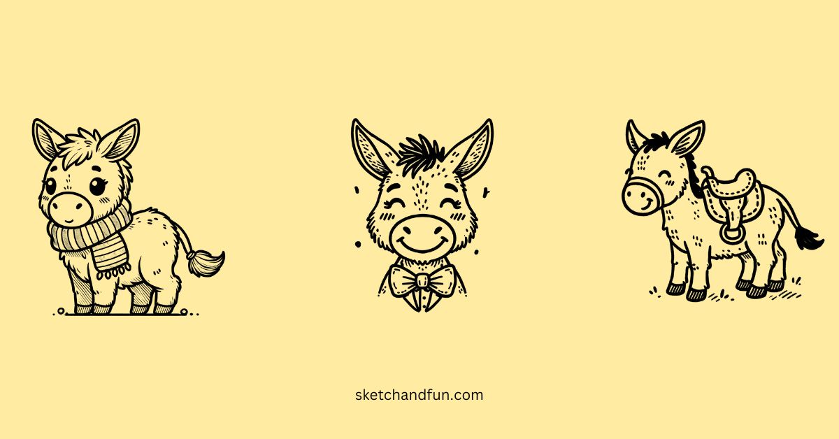 Easy Cute Donkey Drawing Ideas
