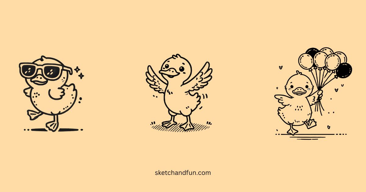 easy cute duck drawing ideas