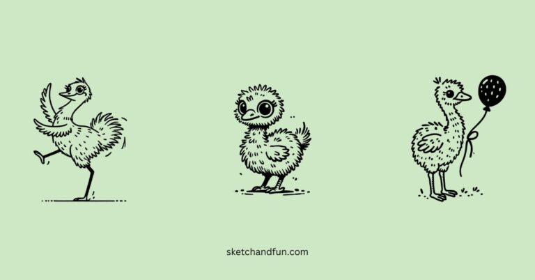 easy cute emu drawing ideas