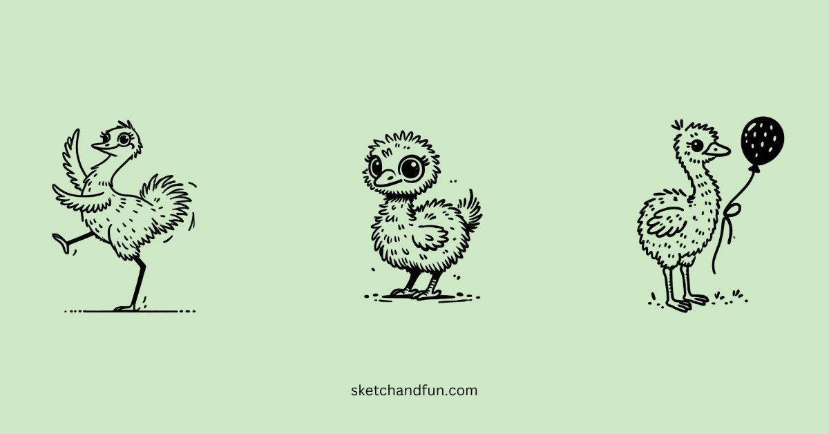 easy cute emu drawing ideas