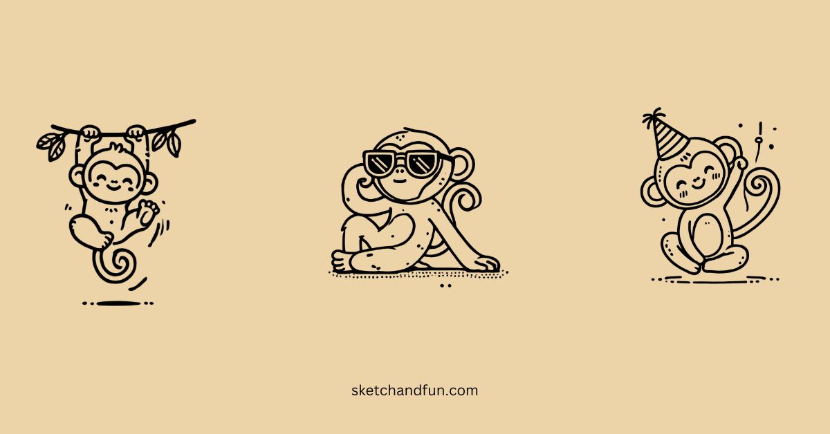 easy cute monkey drawing ideas