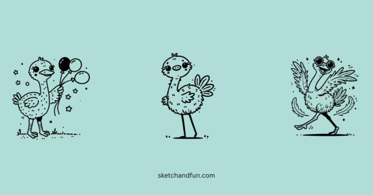 easy cool ostrich drawing ideas