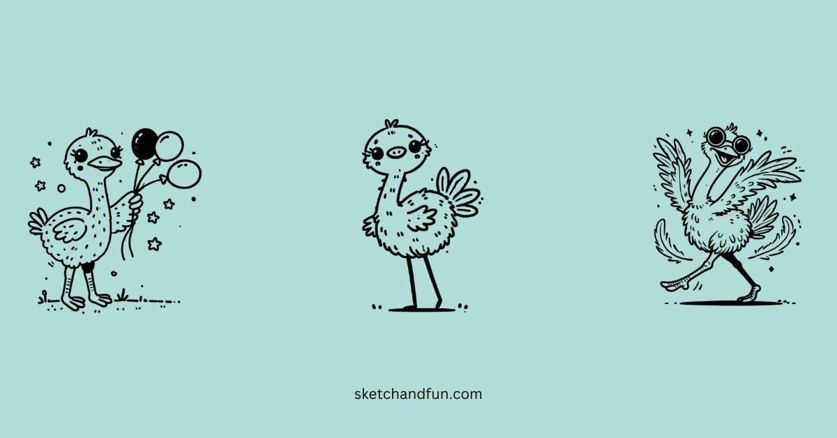 easy cool ostrich drawing ideas