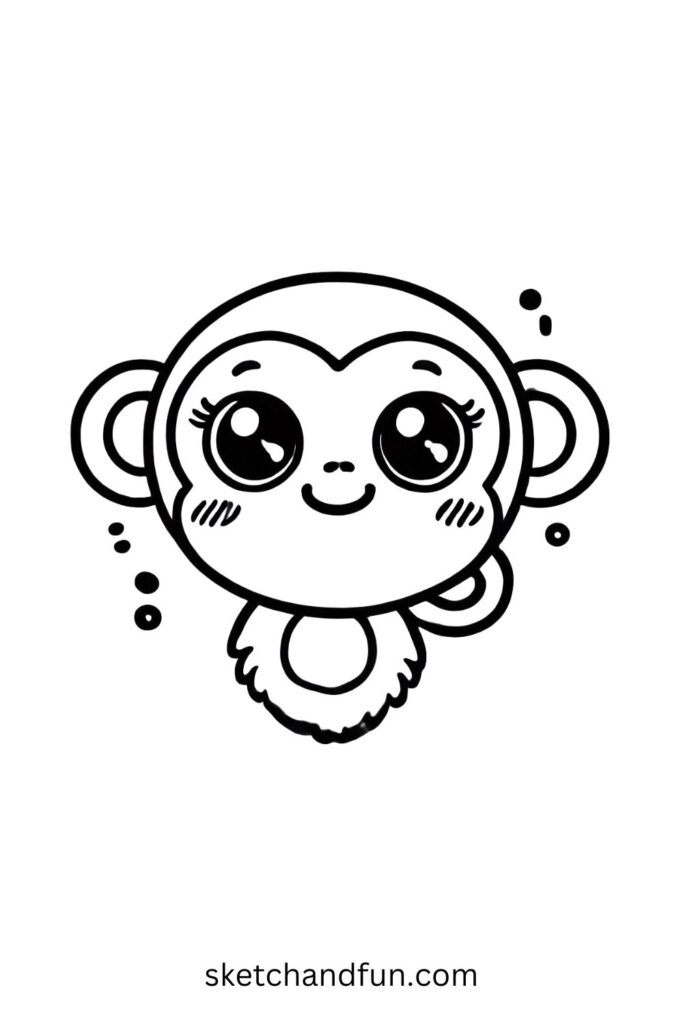 Smiling Monkey Face Drawing