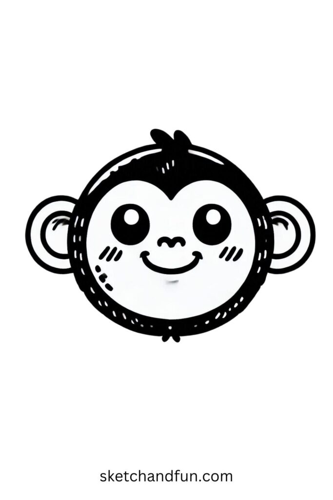 Smiling Monkey Face Drawing
