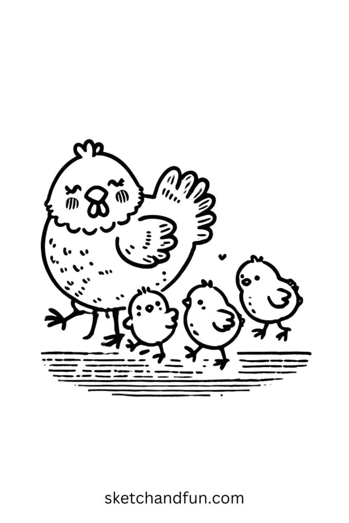 Family chicken drawing