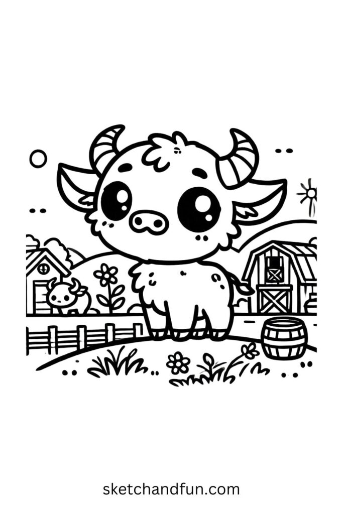 Cute Buffalo on a Farm