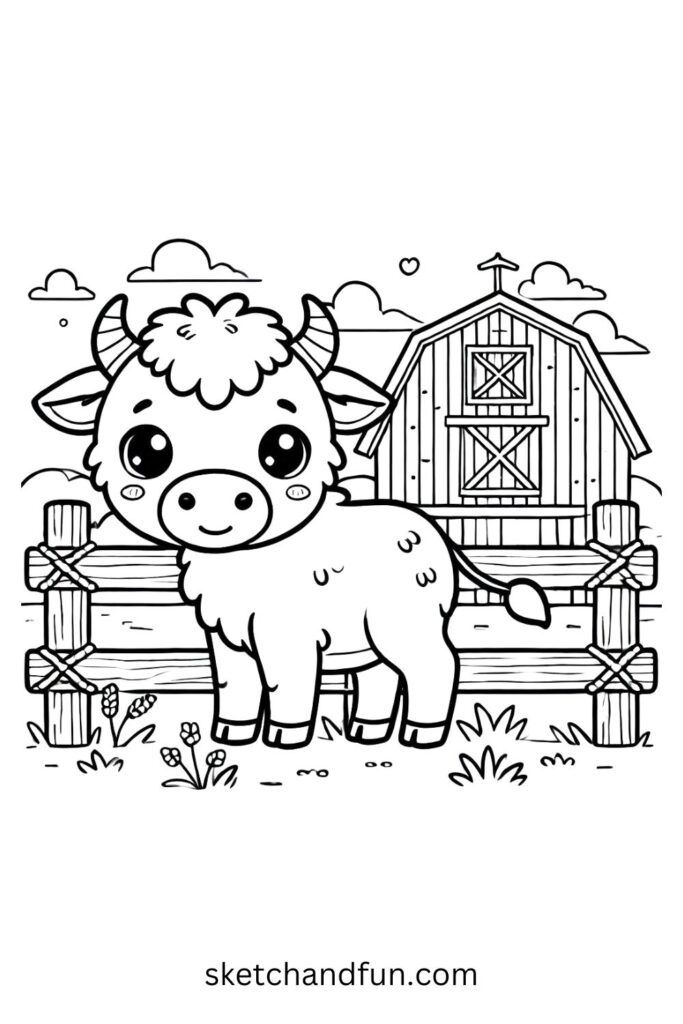 Cute Buffalo on a Farm