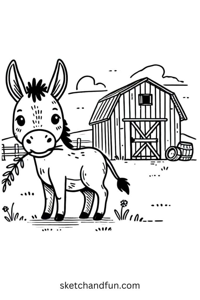 Farm Donkey Drawing Easy 