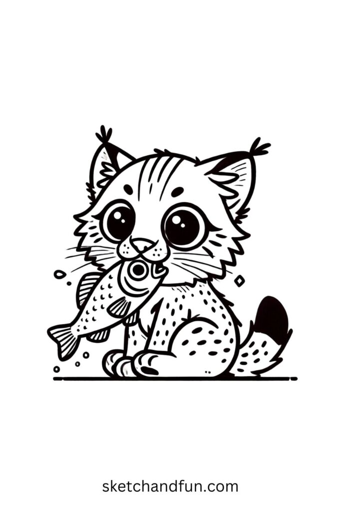 Lynx Enjoying a Treat Happily