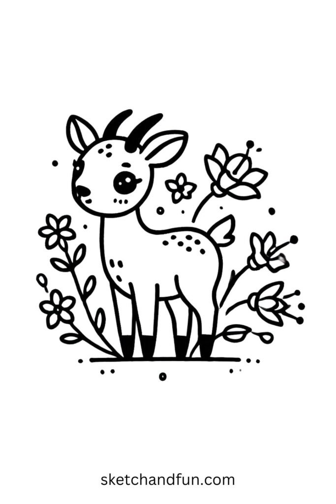 Antelope with Flowers 🌿