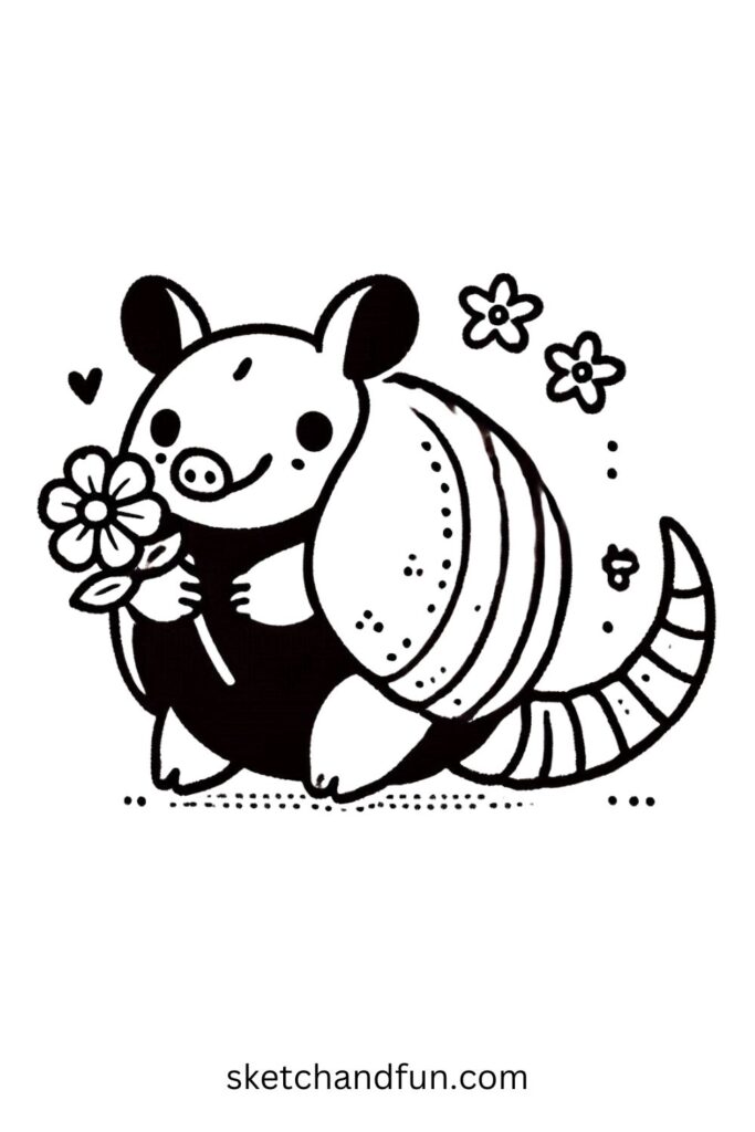 Armadillo with a Flower