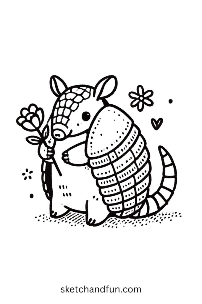 Armadillo with a Flower