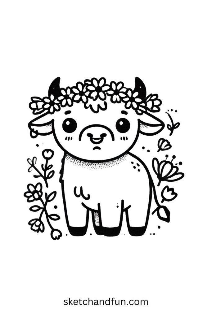 Buffalo with Flowers