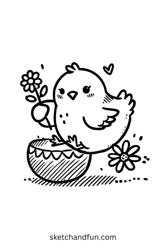 Chick with a Flower 