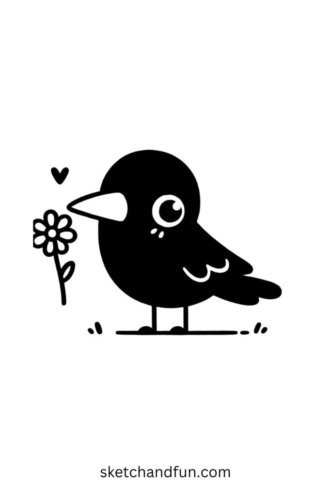 Crow Holding a Flower 🌸