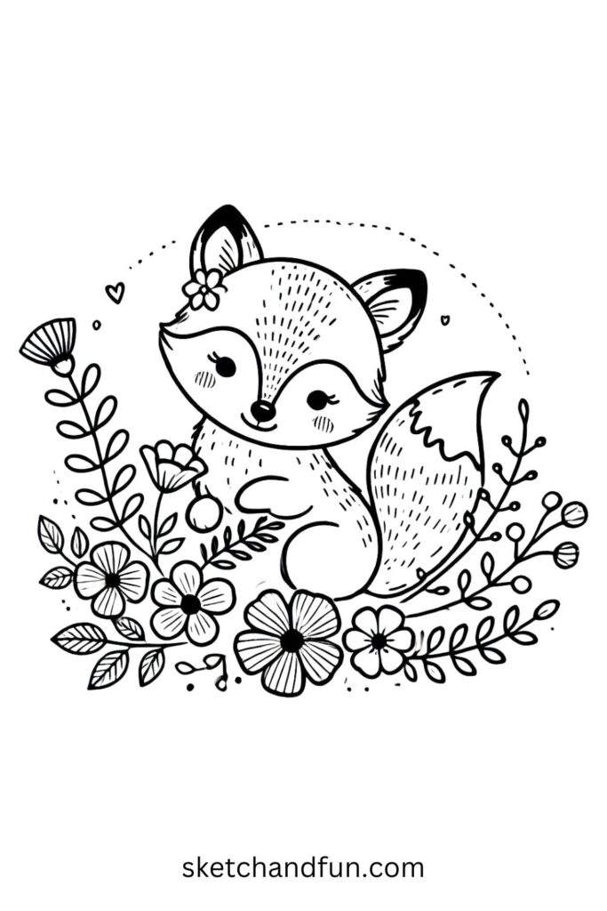 Fox with Flowers 