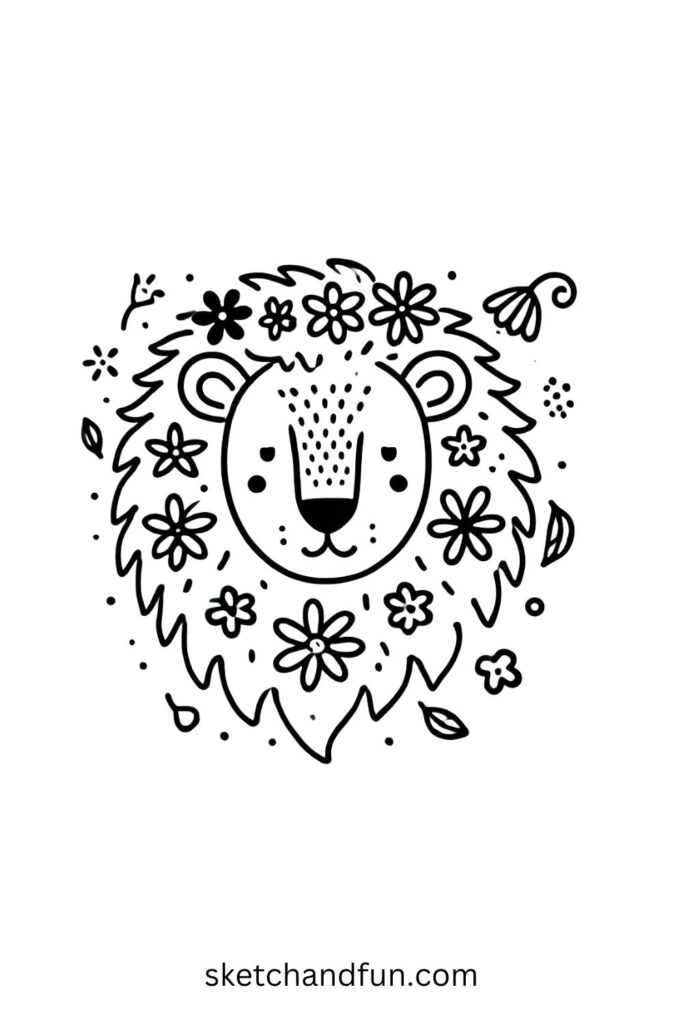 Lion with Flowers 