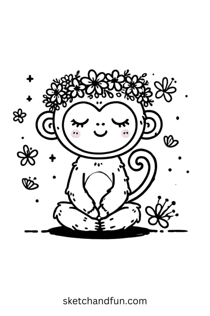 Monkey with a Flower Crown