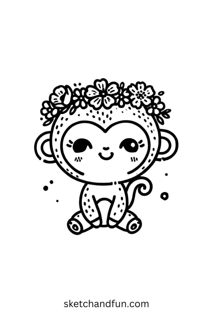 Monkey with a Flower Crown
