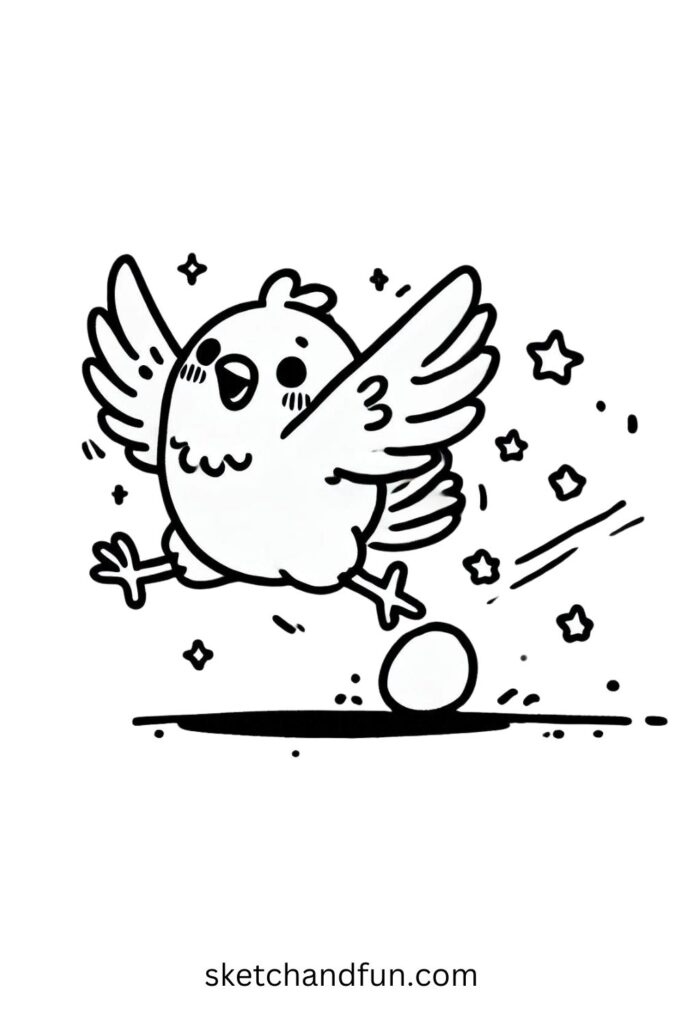 Flying Chicken Drawing Easy