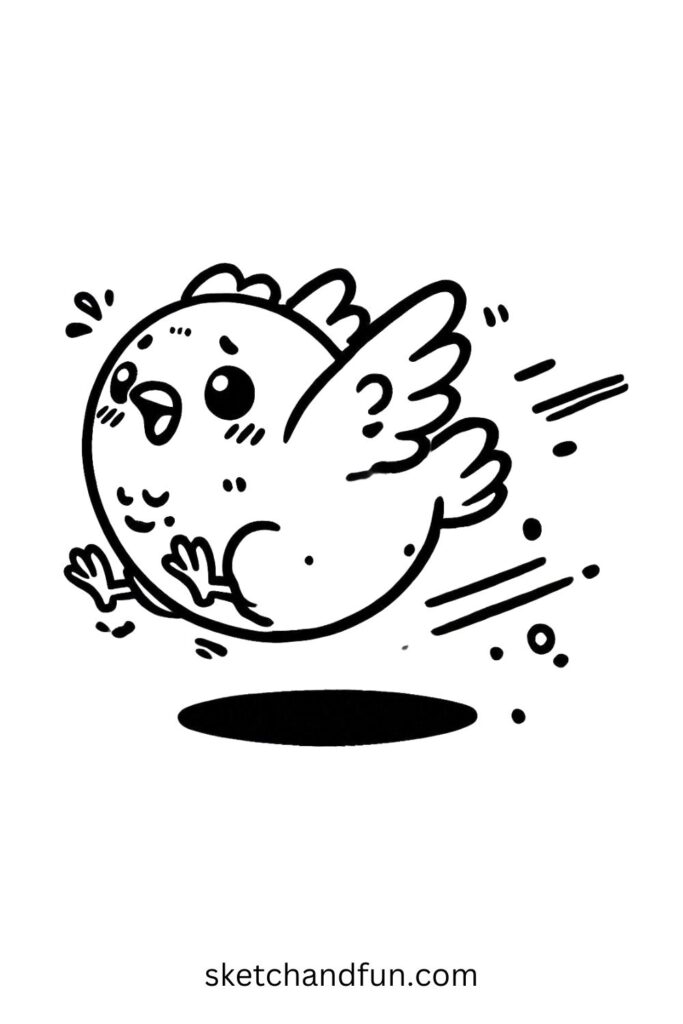 Flying Chicken Drawing Easy