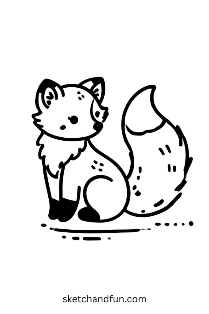 Cute Sitting Fox Drawing