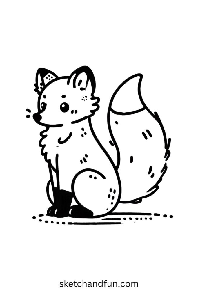 Cute Sitting Fox Drawing