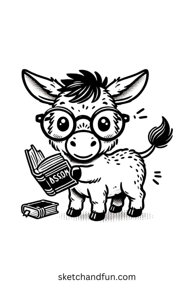 Nerdy Donkey with Glasses 